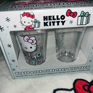 Glass and ice cube tray gift pack hello kitty Christmas